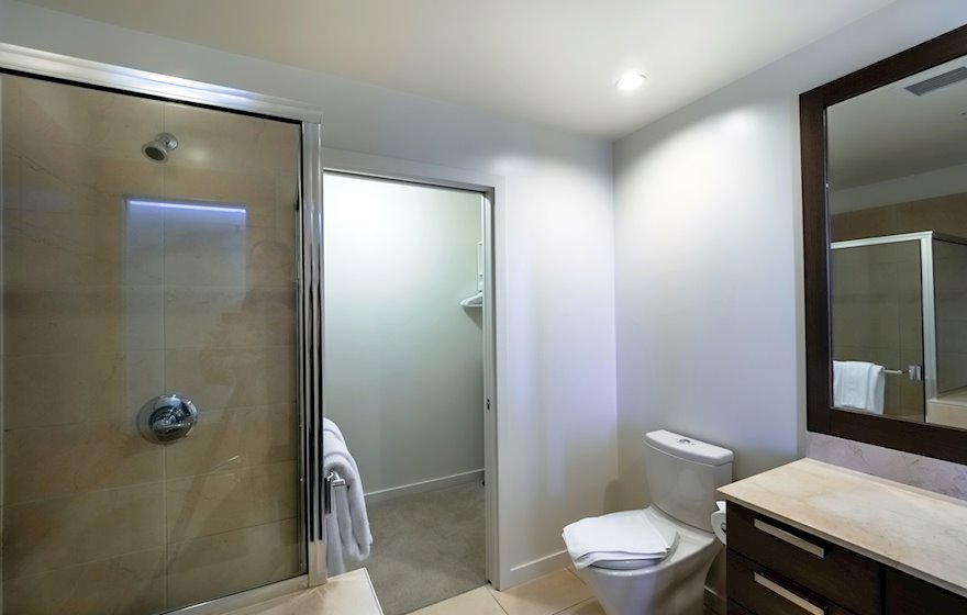 Bathroom with Walk-In Shower Full Furnished Apartment DSGS 407B Victoria